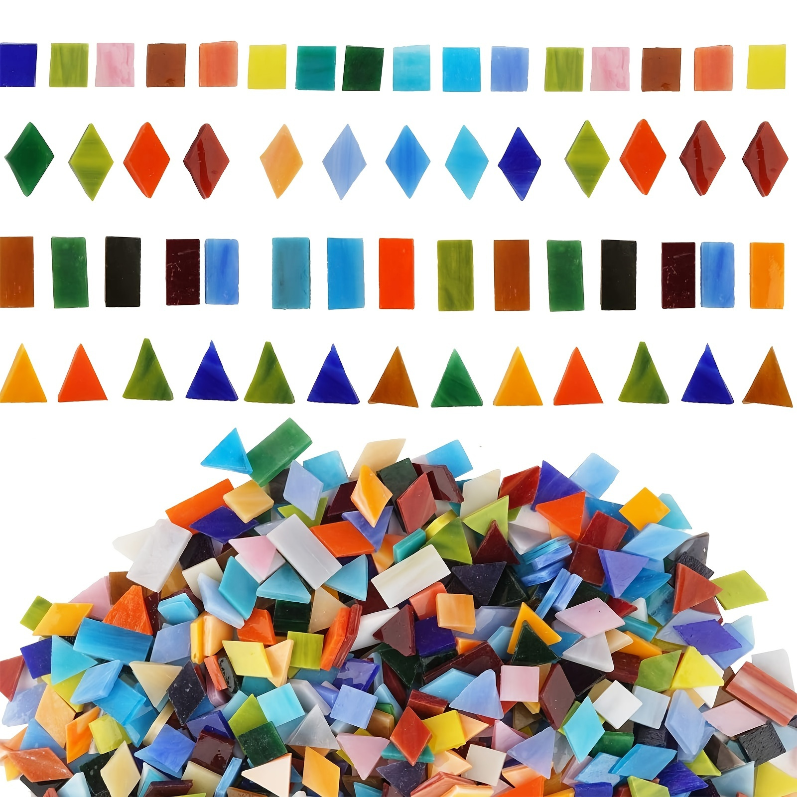

620pcs Mixed Shapes Glass Mosaic Tiles For Crafts, Colorful Stained Glass Pieces For Mosaic Projects