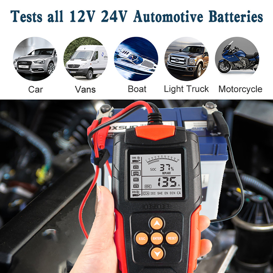 12v & 24v Battery Tester, Battery Analyzer Test Tool Digital Tester For  Wet/GEL/SLA/Flooded/EFB/Lead-Acid/AGM