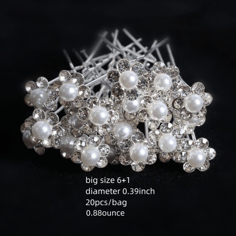 Flower Hair Pins Clips Crystal Pearl Accessories Bridal Bridesmaid Wedding  Party