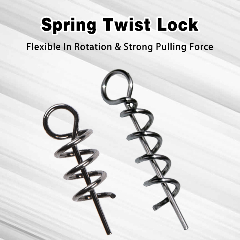 Soft Lure Spring Twist Lock Fishing Hook Centering Pin Bait Lure Screw Lock