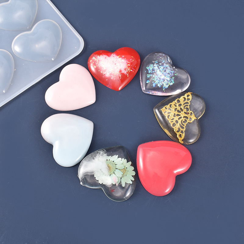 Heart Shape Silicone Molds DIY Keychain Pendant Epoxy Resin Casting Mould  Craft