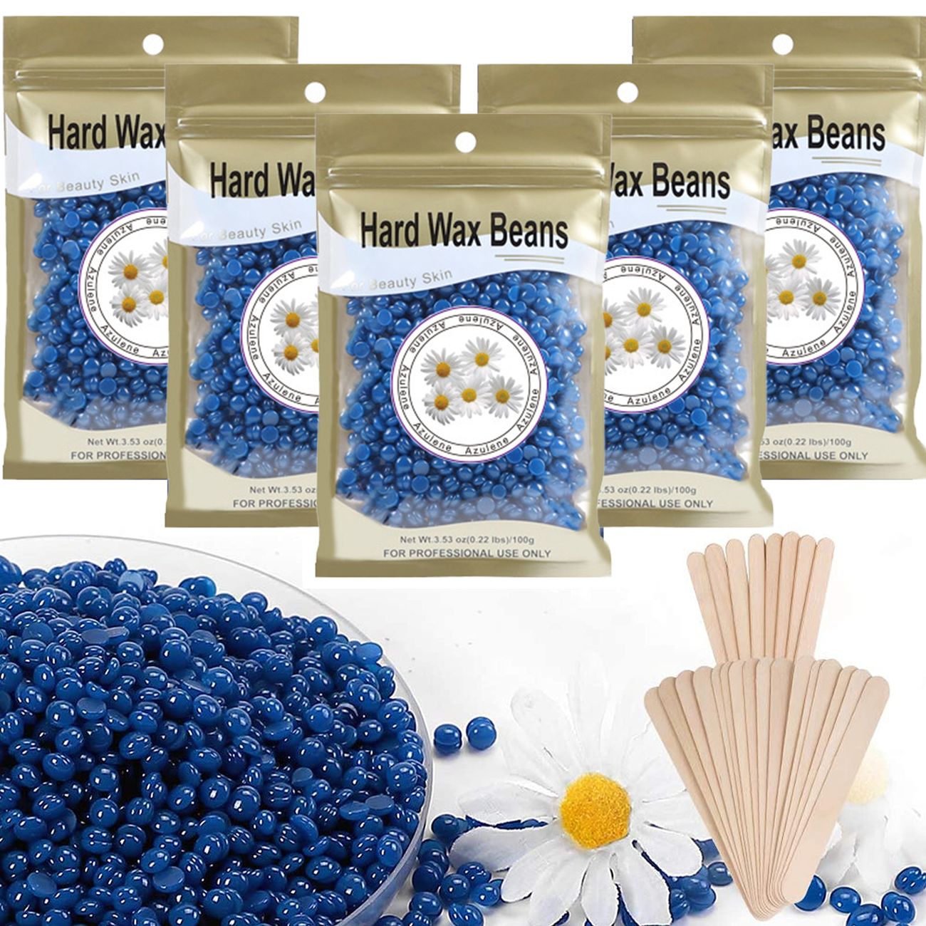 1 Pack 5pcs Hard Wax Beans 1 1lb Hair Removal Wax At Home Waxing Hair  Removal Wax Beads 5 Bags Chamomile | Don't Miss These Great Deals | Temu