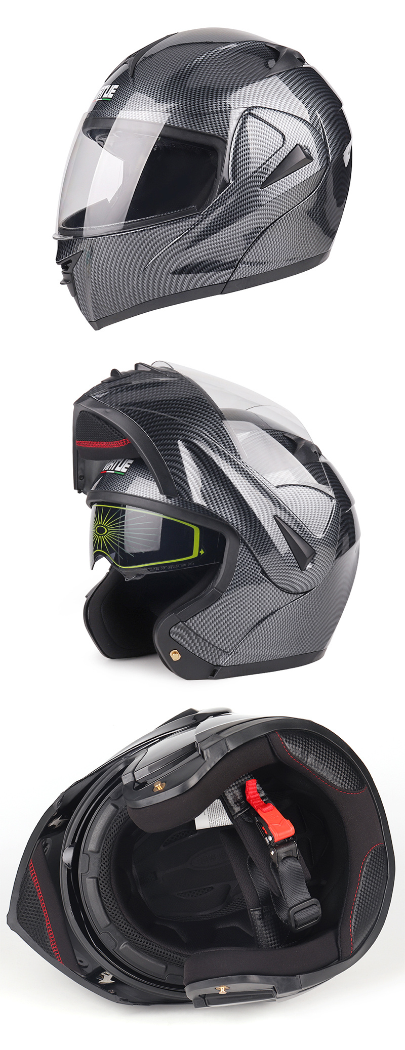 Casco Motocicleta Todoterreno Hombre Doble Espejo, Casco Cara Completa  Adulto, Patrón Fibra Carbono Imitación, Calcomanía Modular, Casco Unisex,  Talla M/l/xl - Automotriz - Temu