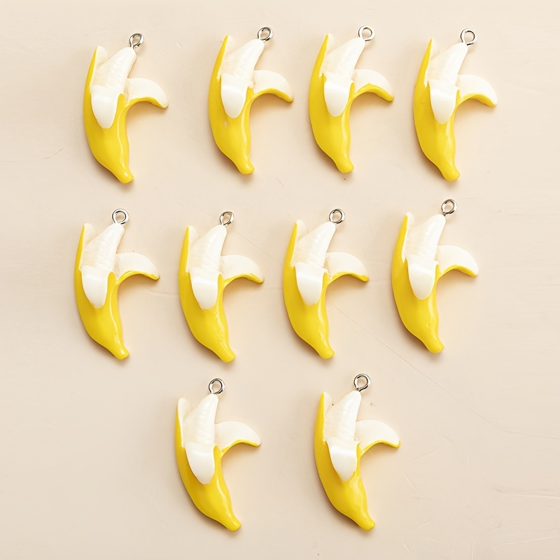 

10pcs Yellow Resin Banana Charms Pendant For Handmade Cute Earrings Necklace Fashion Jewelry Findings