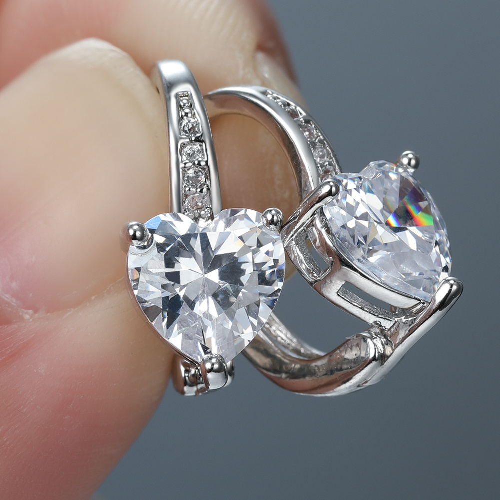 TEMU 1 Paire de Boucles d'Oreilles Birthstone de Cœur, Boucles d'Oreilles Rouges de Boucle, Cadeau pour Elle