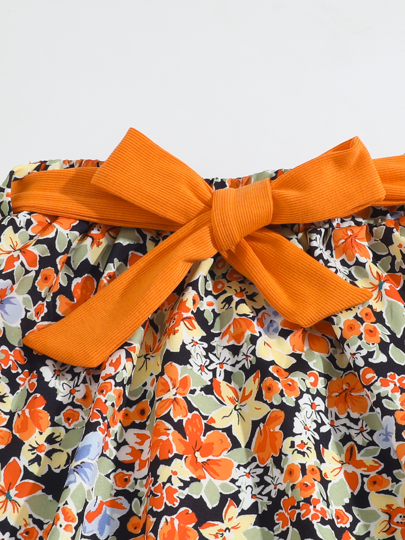 Conjunto de blusa corta y falda para niñas pequeñas, con hombros  descubiertos, ropa floral, ropa de verano