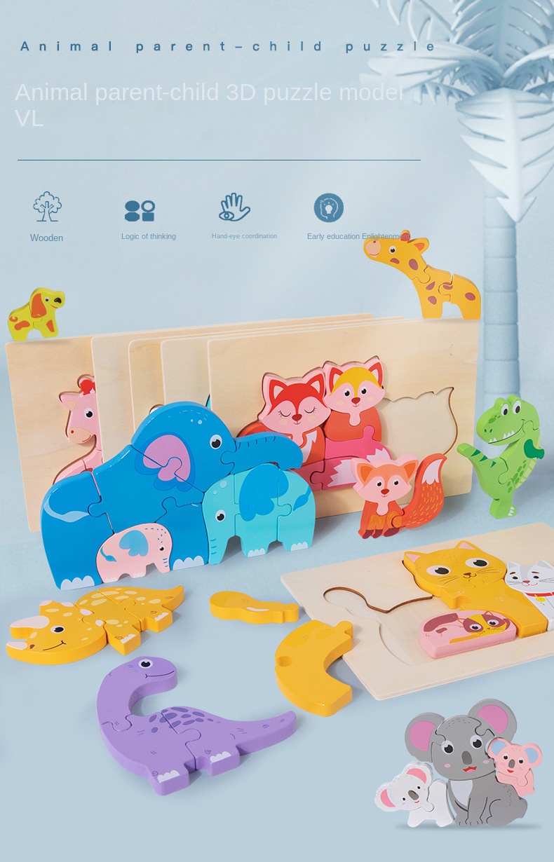 Acheter Puzzle 3D en bois pour bébés, dessin animé, jouets éducatifs pour  enfants, garçons et filles, apprentissage précoce