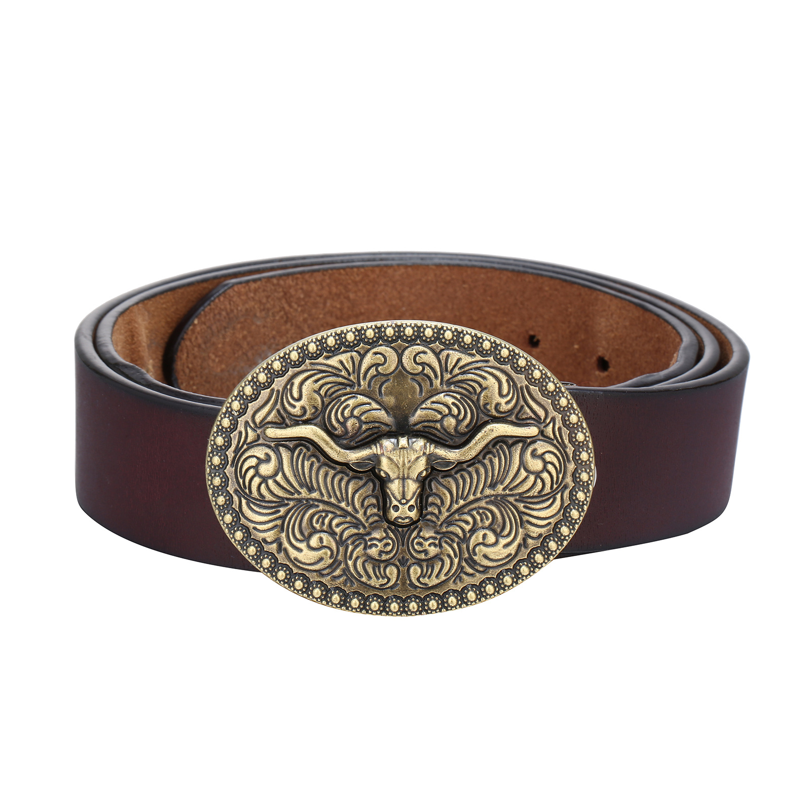 Men's Belts Plain Genuine Leather Dress Belt Buckle Stitched