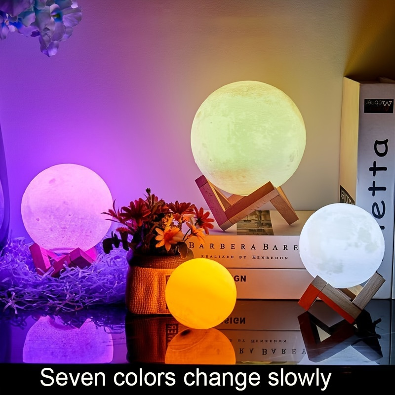 Lampe Gravée Personnalisée 3D Lune Cristal LED Cadeau de Lumière Color