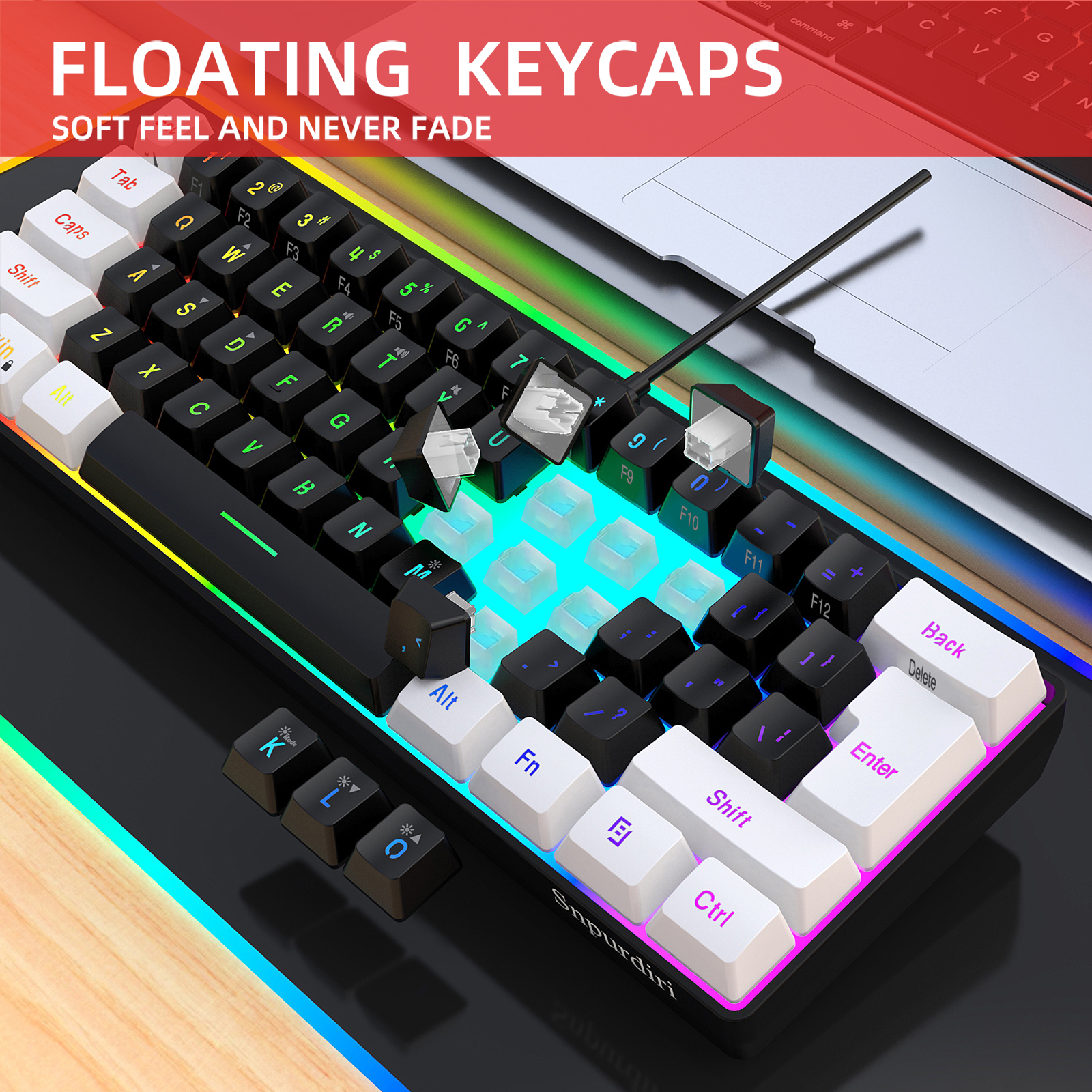 Snpurdiri 60% Wired Gaming Keyboard Small Rgb Backlit - Temu Australia