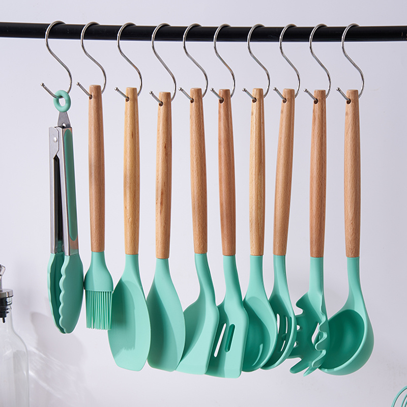 11 piezas/set utensilios de cocina de silicona pala de cocina mango de  madera juego de cocina, Mode de Mujer