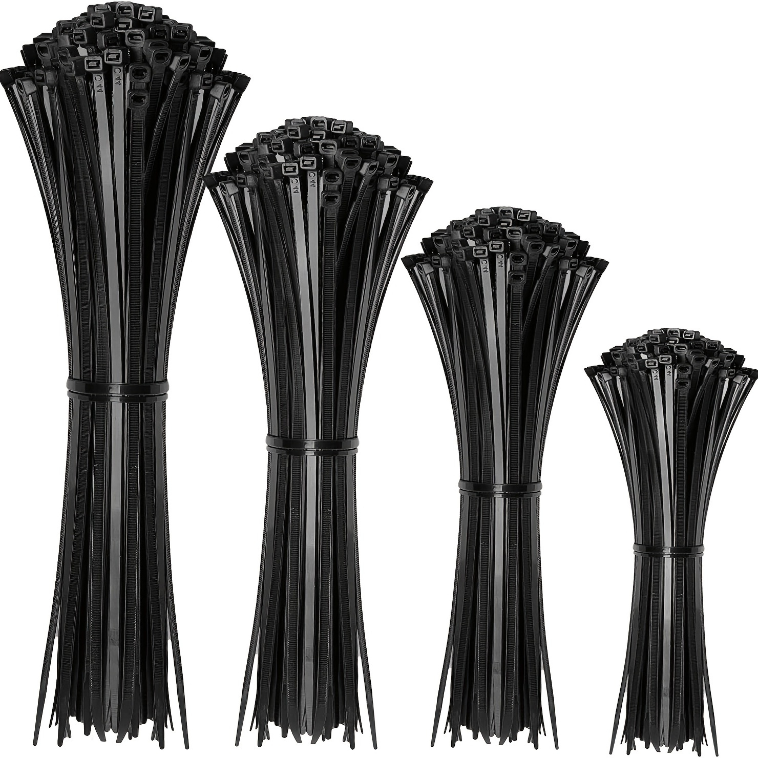 

100pcs Black Zip Ties - Assorted Sizes 12+8+6+4 Inch - Perfect For Home, Office, Garden & Workshop Cable Management