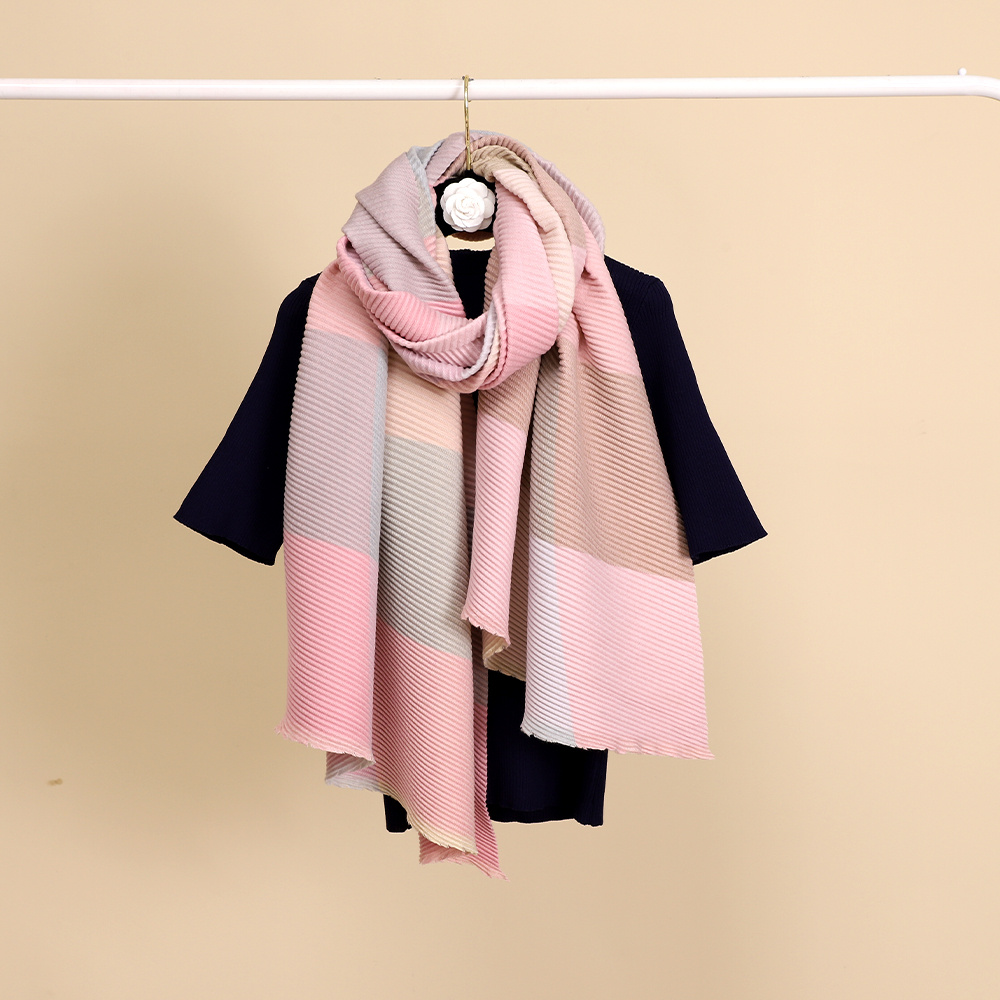 Wander Agio Winter Shawl Scarf Beige Pink Wrap - $12 New With Tags - From Hi