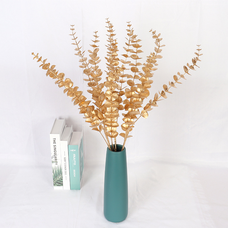 Zukuco Gold Artificial Eucalyptus Stems Faux Eucalyptus Spray Fake Leaves  Decor Fall Faux Eucalyptus Plant for Wedding Party Bouquet Home Farmhouse  Vase Décor 