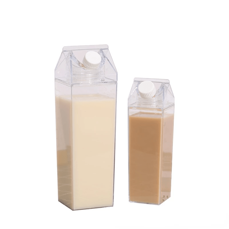 500ml/1000ml Milk Carton Water Bottle Plastic Portable Clear Box