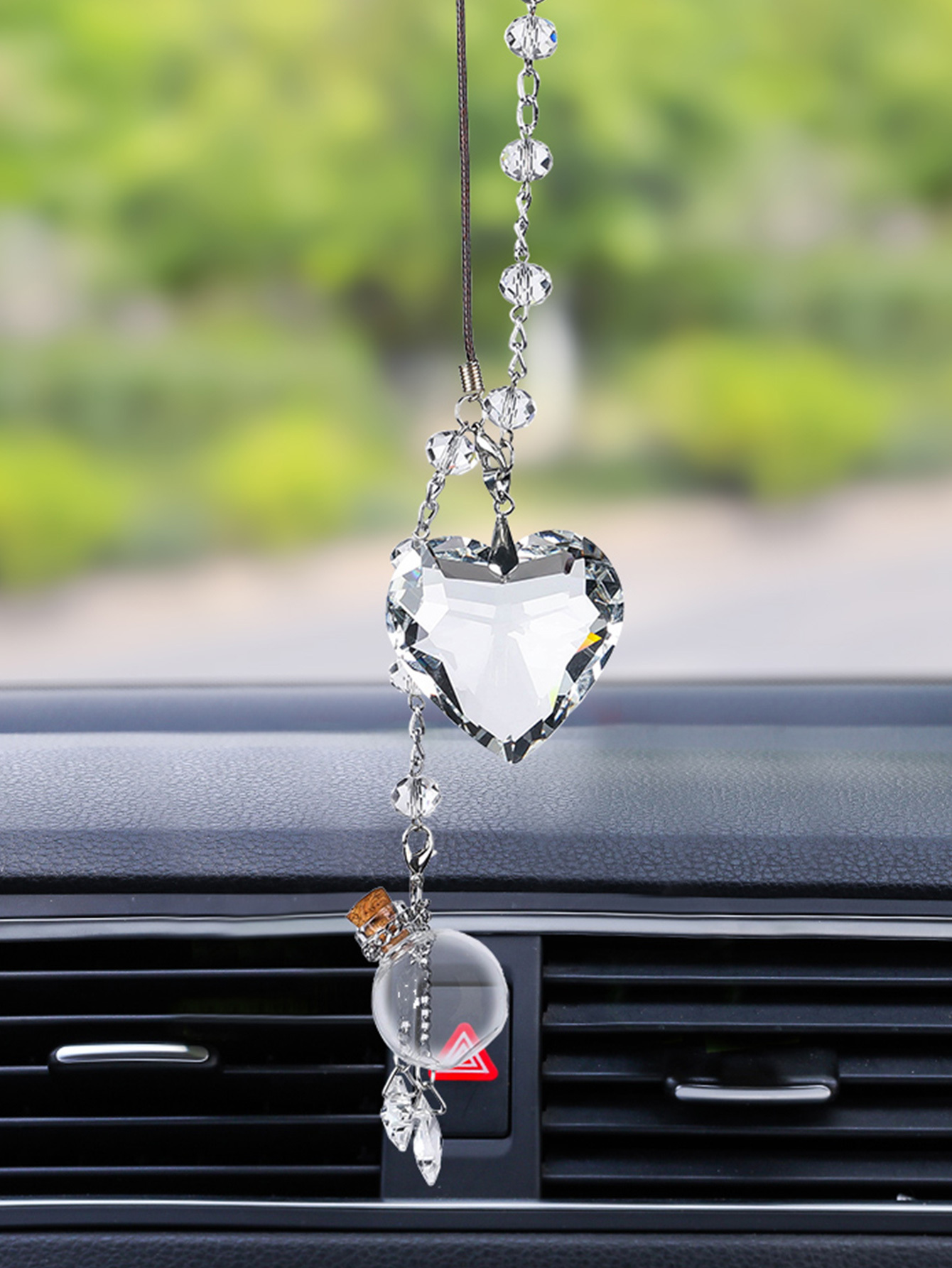 1pc Love Heart Crystal Lucky Stone Car Pendant Auto - Temu Germany