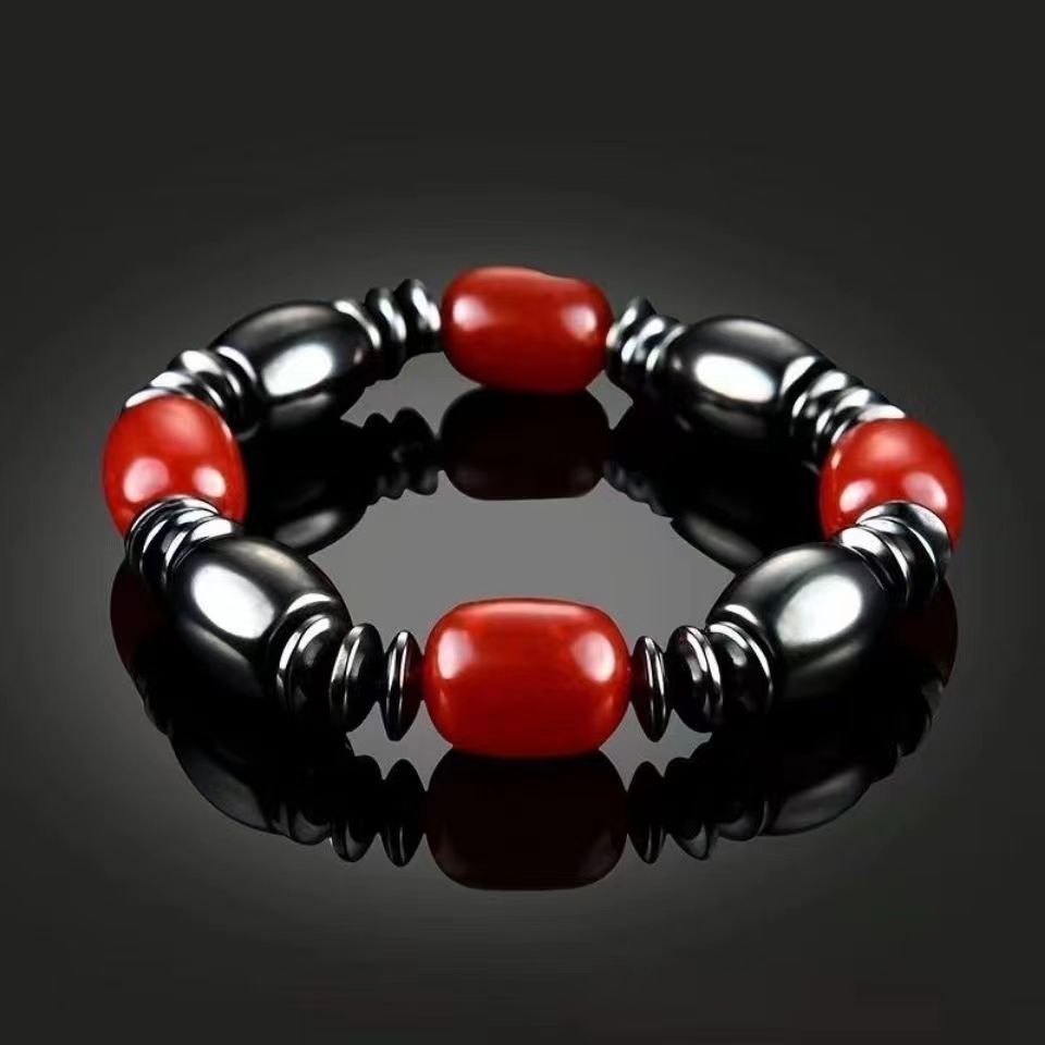 1pc Natural Dragon Vein Agate Stone Red Beads Bracelet, 6/810/12mm Gemstone  Bracelet Handmade Jewelry For Men Women