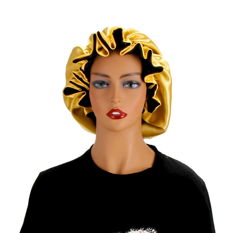Extra Große Satin-Schlafmütze Mit Verstellbarem Gummizug – Doppelschichtiger Turban Für Haarschutz, 9 Farben