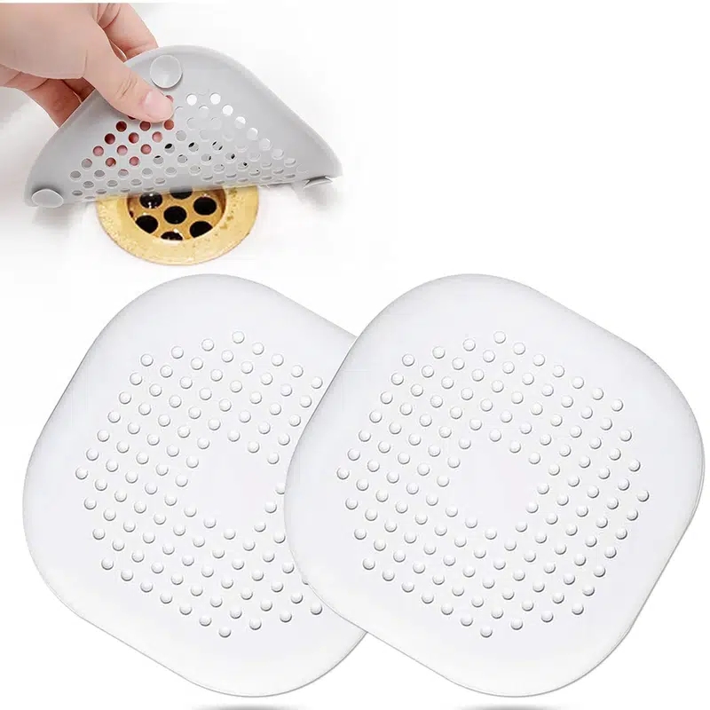 2pcs Drain Hair Catcher Square Silicone Trap Shower Drain Cover With  Suction Cups For Bathroom Bathtub Kitchen Filter Flat Strainer