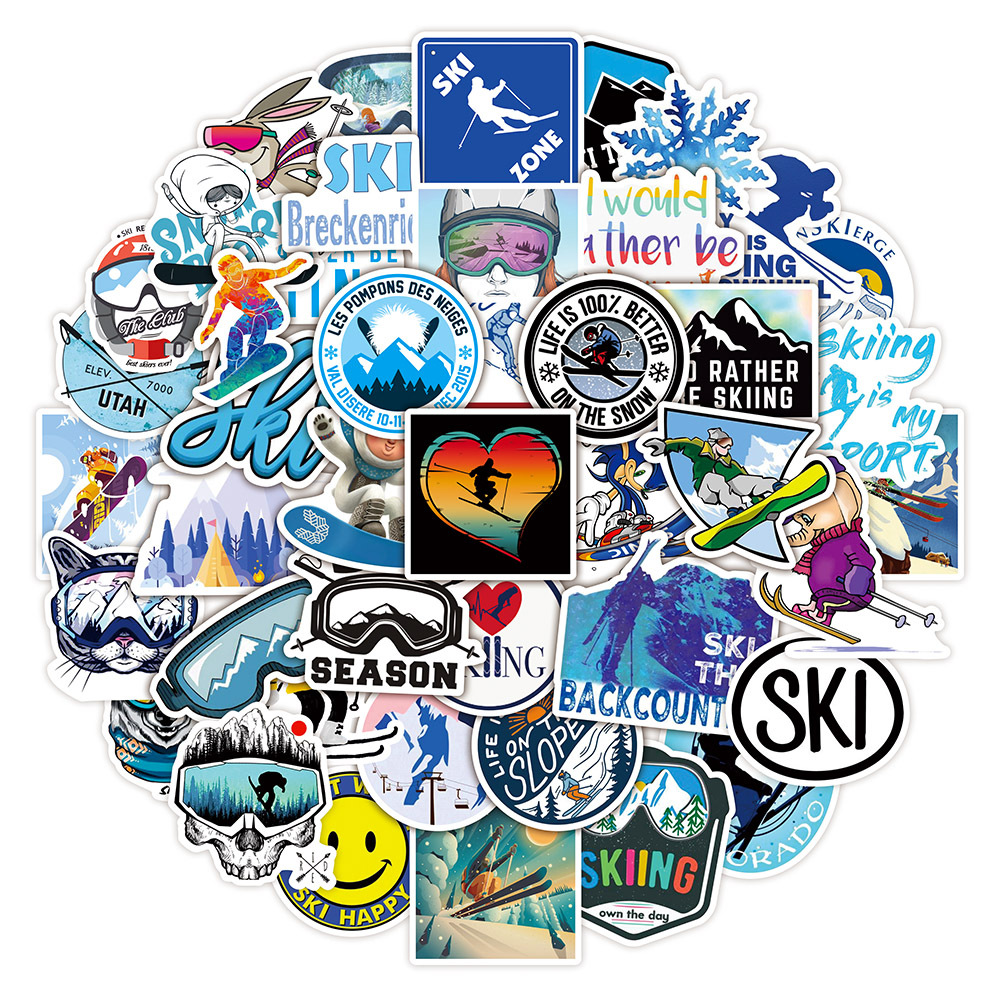 DETICKERS Ski Stickers for Snowboard Water Bottle Stickers for Boys Skiing  Vinyl Stickers Helmet Stickers and Decals