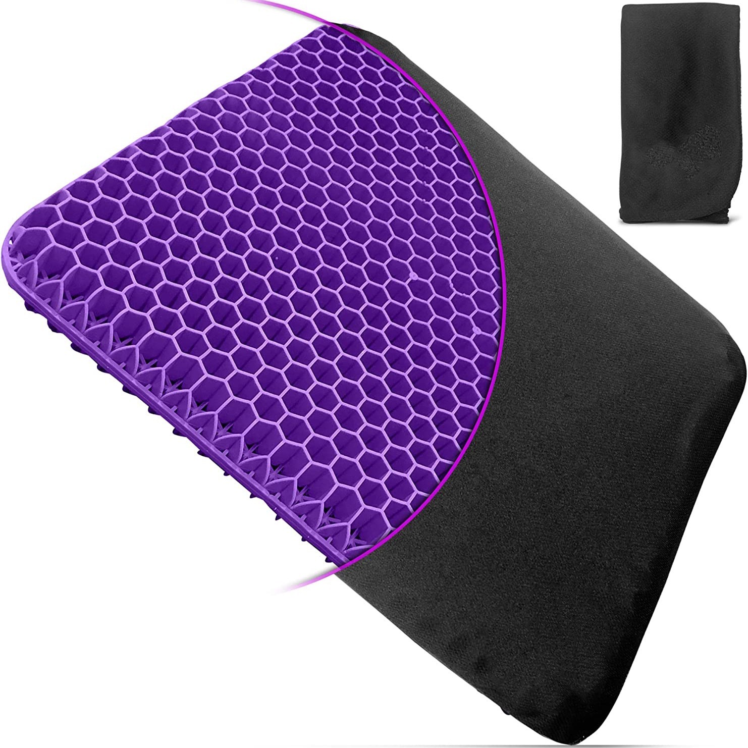 Extra-Large Gel Seat Cushion for Long Sitting Back Hip Tailbone Pain Relief  Car