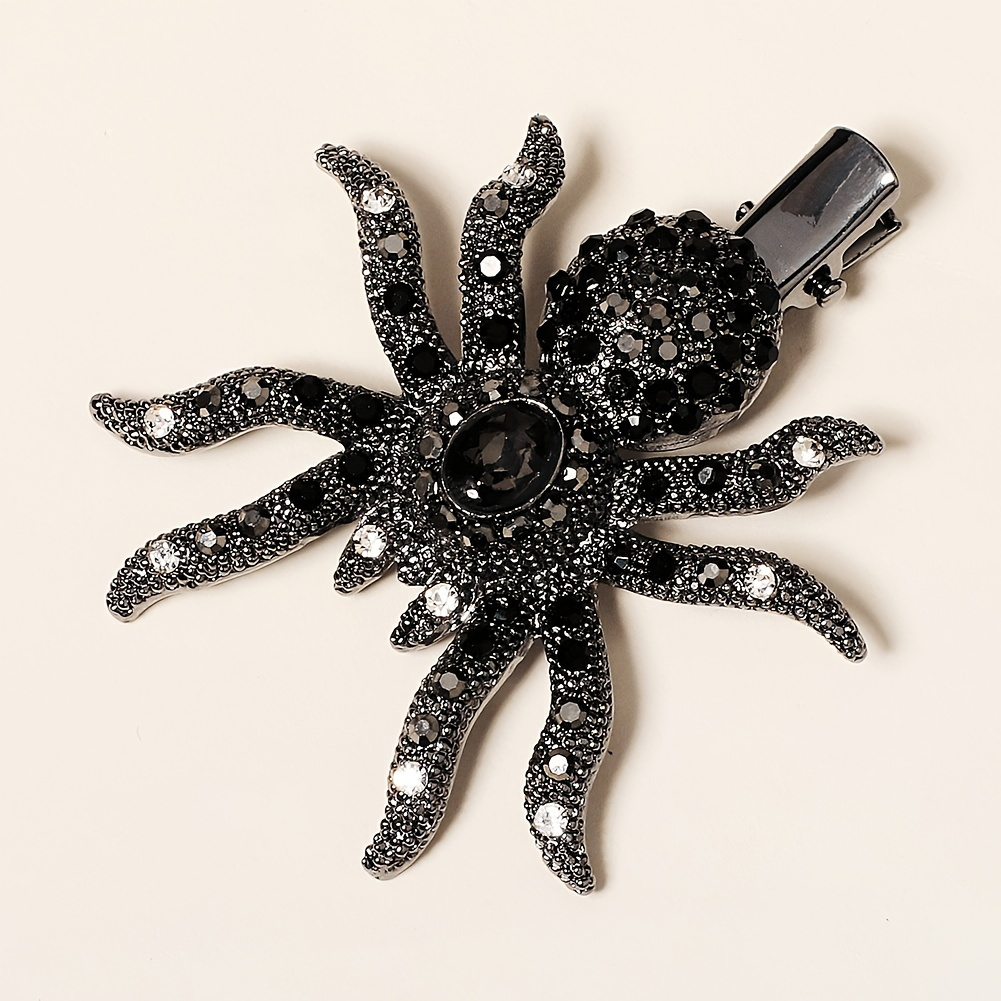  2Pcs Punk Spider Crystal Bead Brooch Pin Set for Women