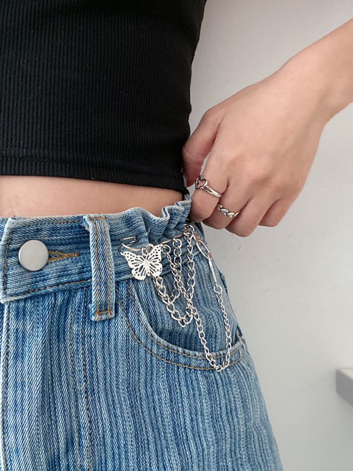 Waist Tightener Button Butterfly Adjustment Buckle Jeans Denim Pants Pins Waist  Tightening For Women Waistband Accessories