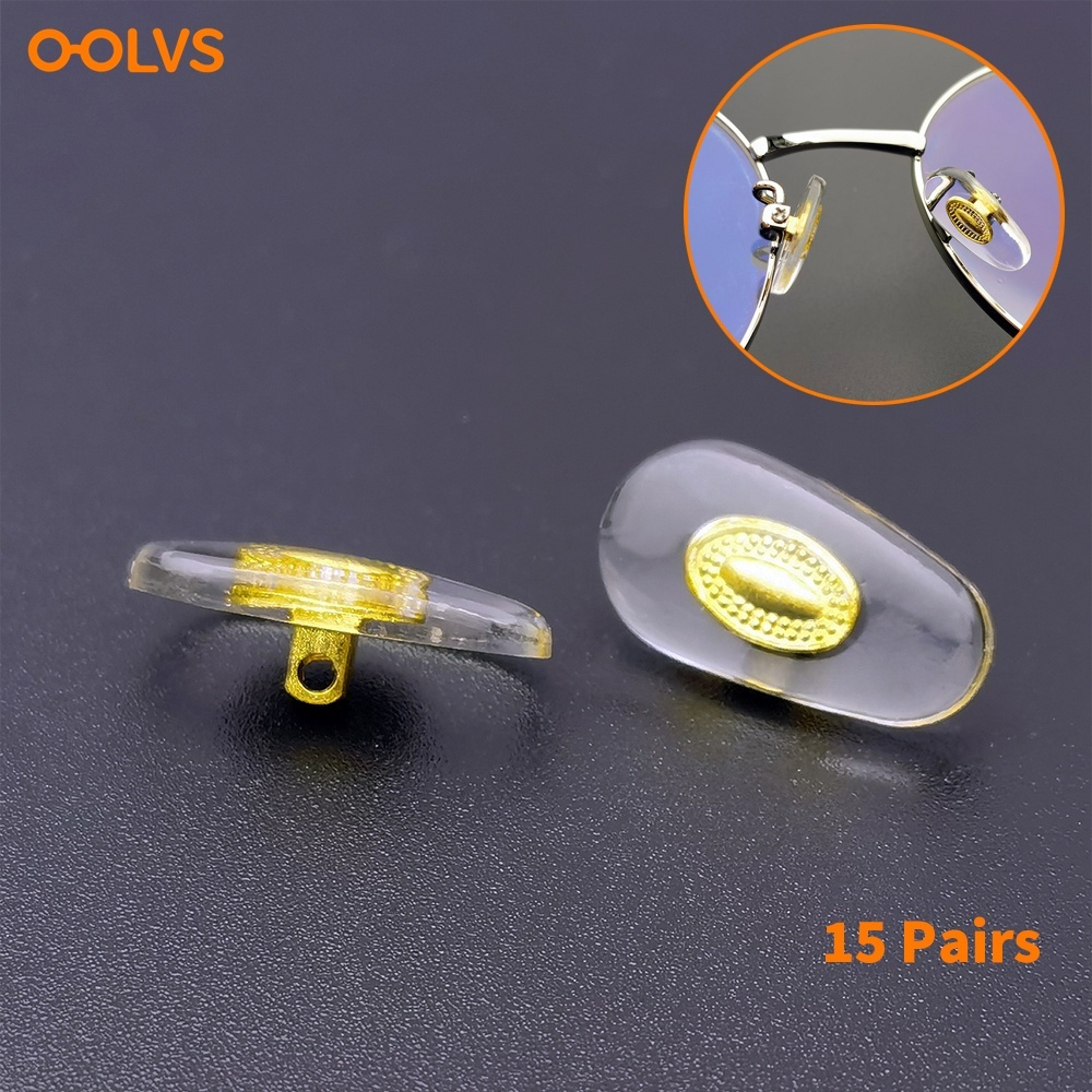 15 Paar/Set OOLVS Metallklare transparente Brillen-Nasenpads mit Schrauben  und Mikro-Schraubendreher