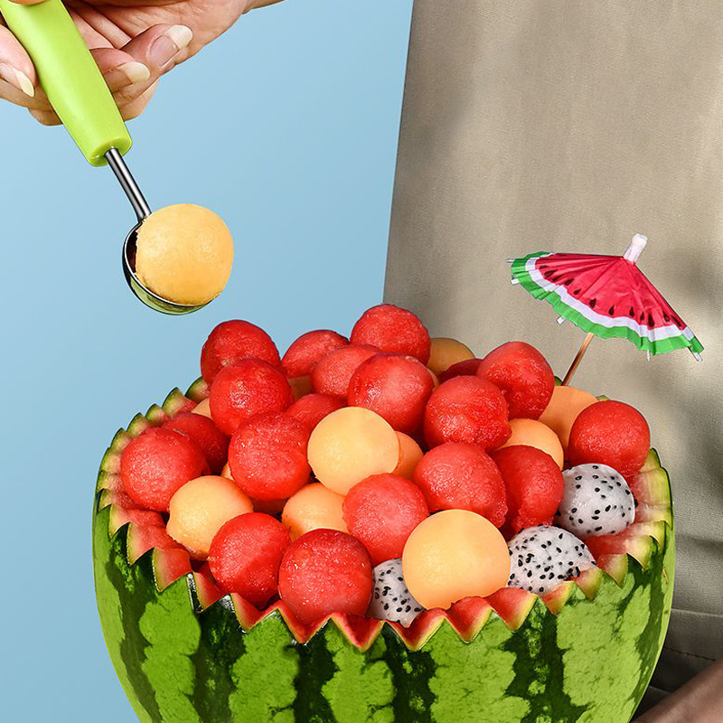 3-in-1 Stainless Steel Melon Baller Scoop Set - Includes Peeler, Slicer,  and Seed Remover - Perfect for Ice Cream, Watermelon, and More!