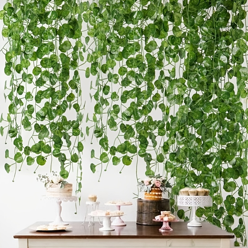 Green Artificial Plants, Silk Artificial Hanging Christmas Garland ...