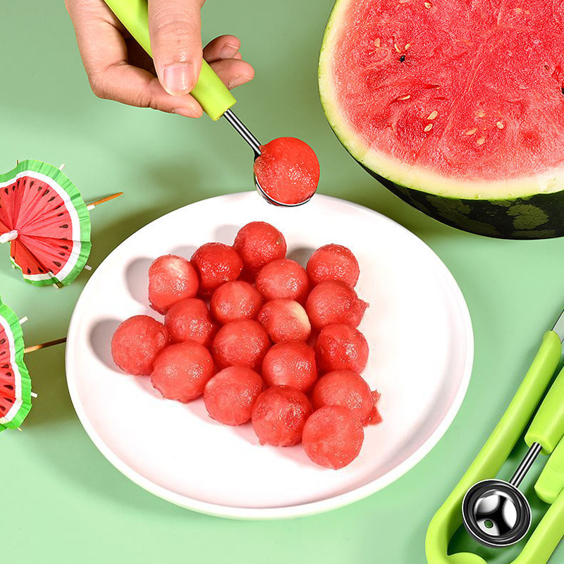 1pc Melon Baller Scoop, 3 In 1 Stainless Steel Fruit Carving Tools, Knife  Fruit Fork Kit, Fruit Scooper Seed Remover, Watermelon Knife For Dig Pulp Se