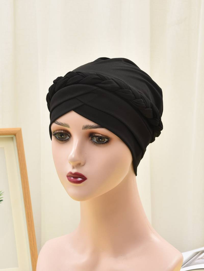 Unisex Soft Velvet Elastic Turban Winter Hat – Solid Color, One Size