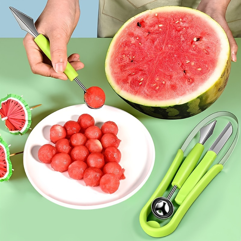Melon Baller Scoop Set,Fruit Cutters, 4 In 1 Stainless Steel Fruit Carving  Tools Set, Ice Cream Melon Scoop,Seed Remover for Watermelon Slicer(2 Pack)  - Yahoo Shopping