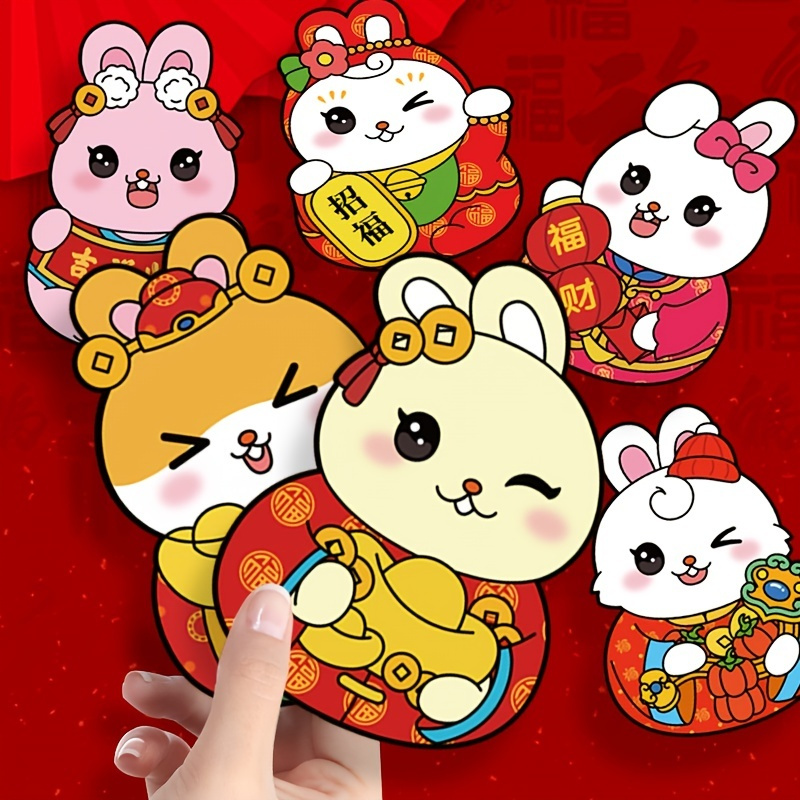 12pcs Set 2023 Year Of The Rabbit Red Envelope Creative Laser Red Packet  Cute Cartoon Rabbit Happy New Year Spring Festival Gift Money For Family -  Office & School Supplies - Temu