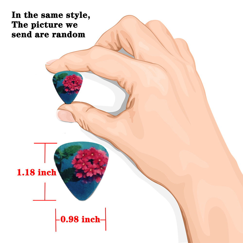50pcs Electric Guitar Pick Variety Pack - 0.46, 0.71 & 1.0mm Thickness - PVC Material - Cartoon Skull & Wood Grain - 8 Grid Storage Box - Musical Instrument Accessories