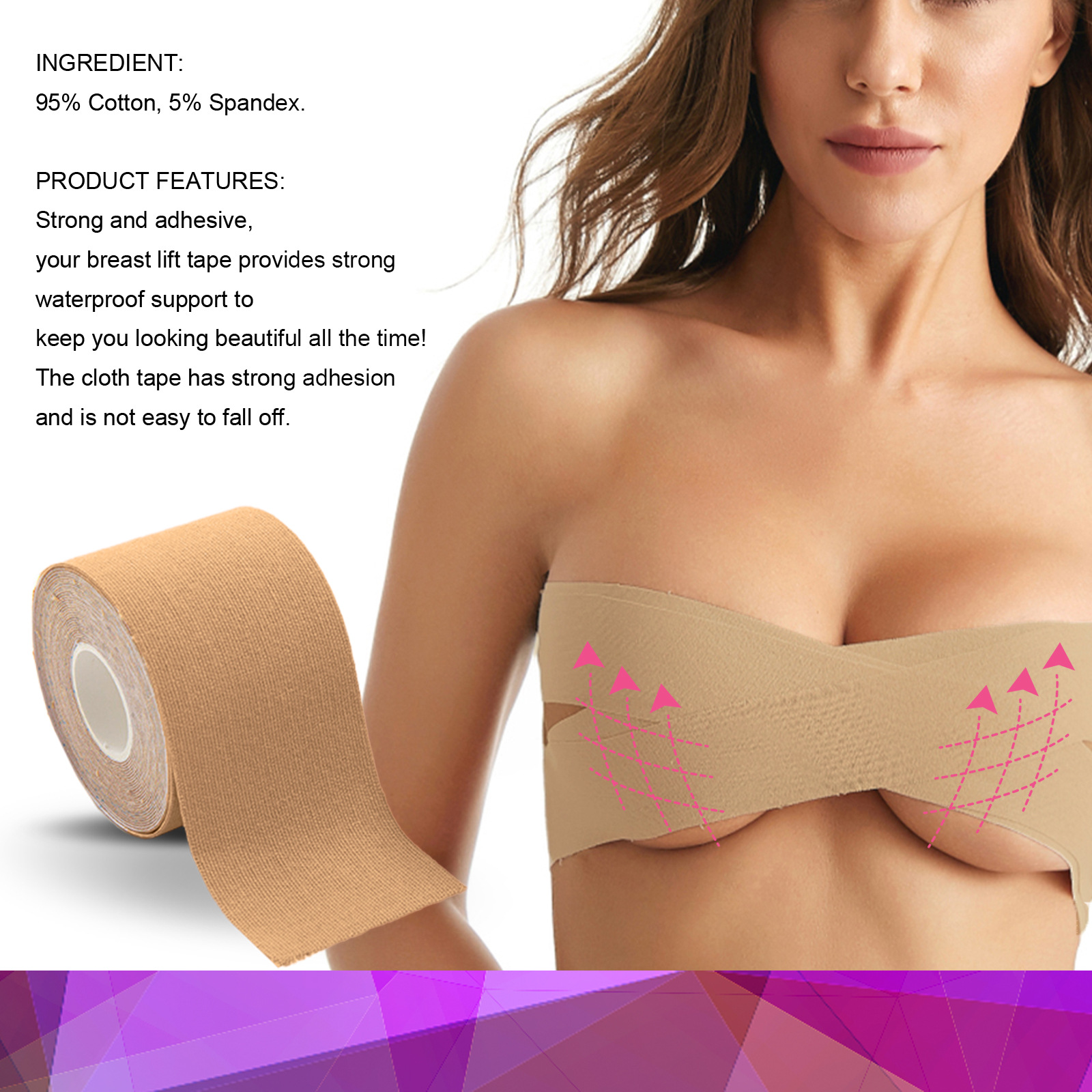 Popular Uplift Stick Bra Tape Waterproof Breathable Self Adhesive Invisible Breast  Lift Boob Tape - China Kinesiology Tape and Sports Tape price