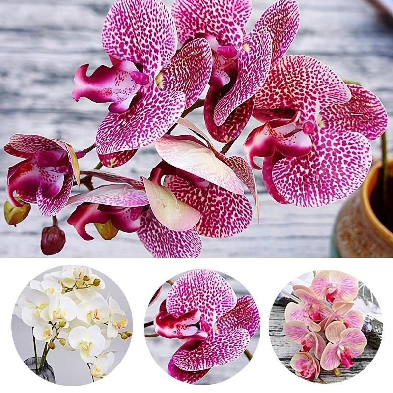 

1pc Artificial 6 Heads Phalaenopsis, Fake Flowers, Fake Orchid For Home Wedding Party Diy Decoration Valentine's Day Gifts Mother's Day Gifts Birthday Gifts