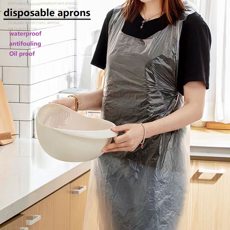 Disposable Aprons - 100 Plastic Aprons for Painting, Cooking or