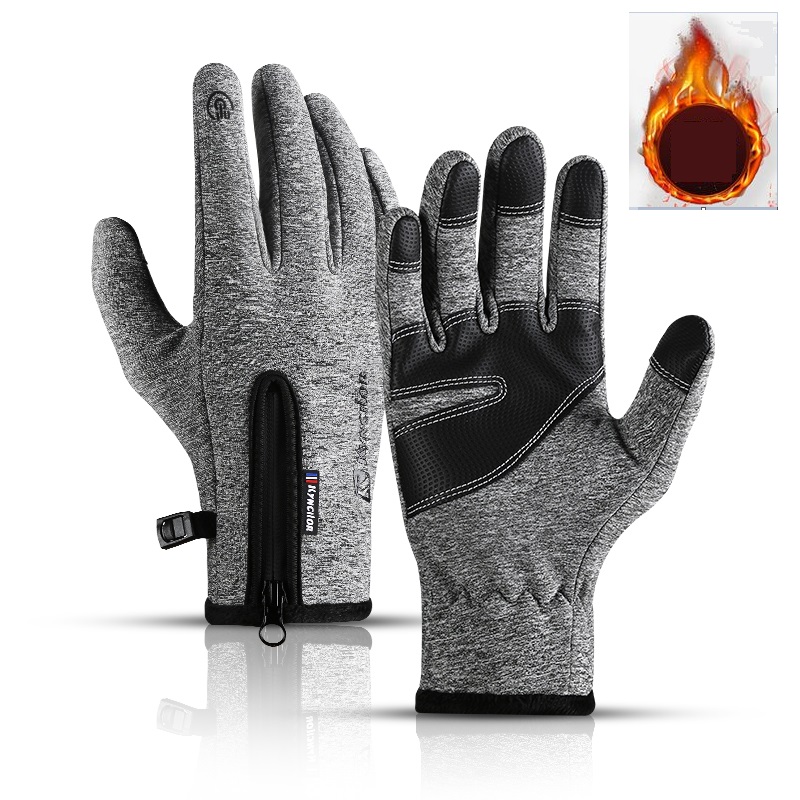 Reflective Zipper Warm Fishing Gloves Winter Touch Screen - Temu