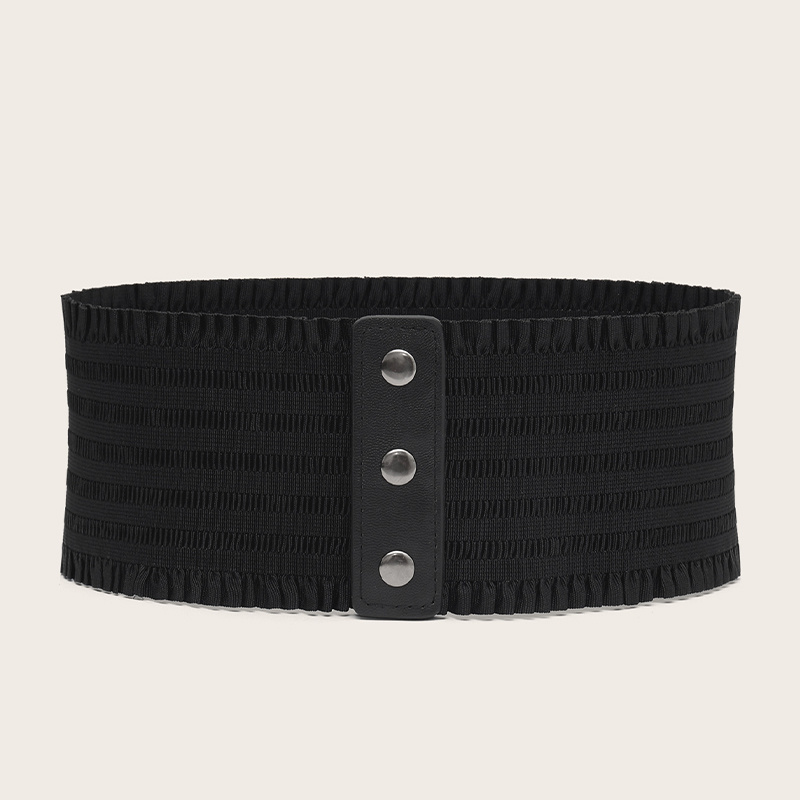 Elastic Wide Strap Plus Size Belts For Women Classic Party And Casual Dress  Metal Snap Button Belts For WomenBlack / 66cm in 2023