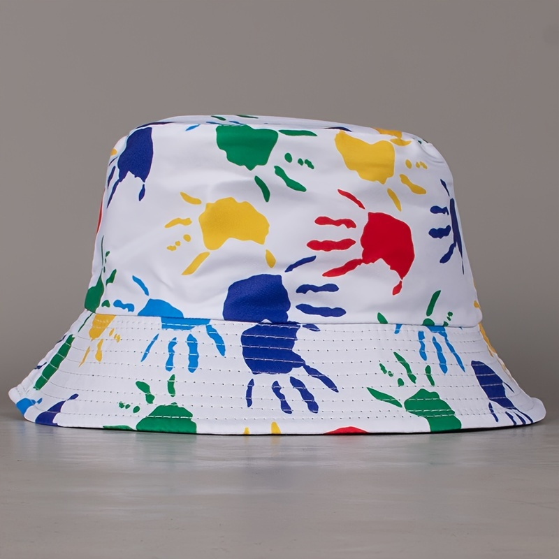 

Colorful Palm Print Bucket Hat Fishermen Hat Unisex Sun Hat Perfect Beach Accessories Outdoor Sports New Year Presents Valentine's Gifts