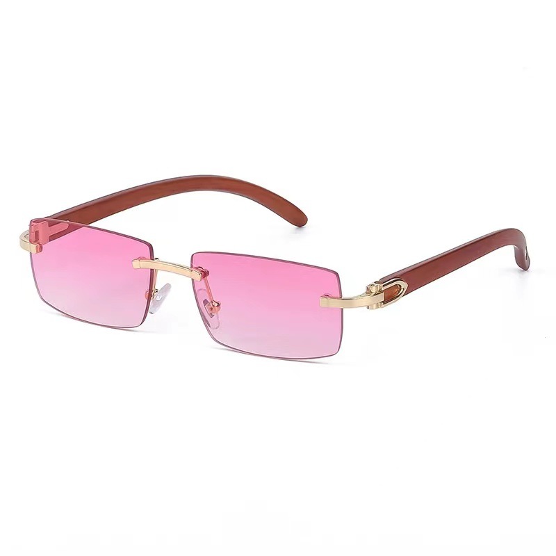 Punk Rimless Rectangle Sunglasses Vintage Small Frame Sun Glasses