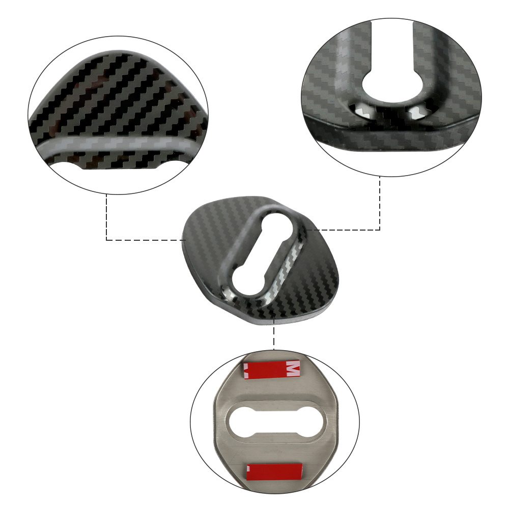 Upgrade Your Cars Security With These 4pcs Carbon Fiber Door Lock
