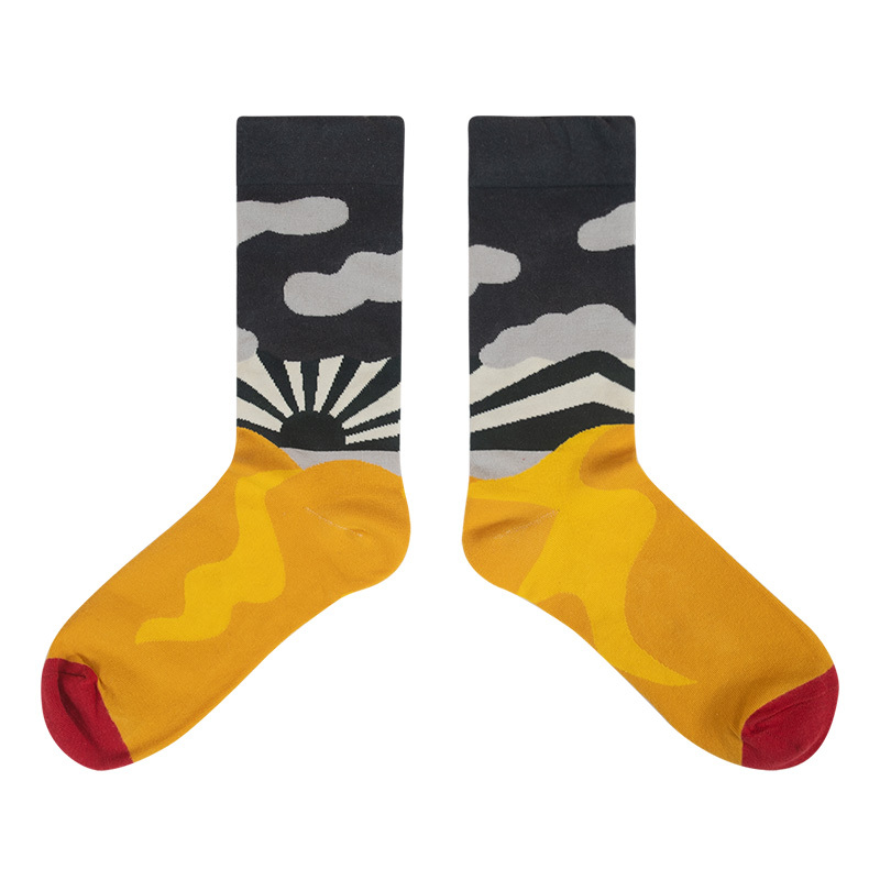 Retro Print Mid Tube Socks Soft & Comfy Funny Pattern Crew Socks Women's