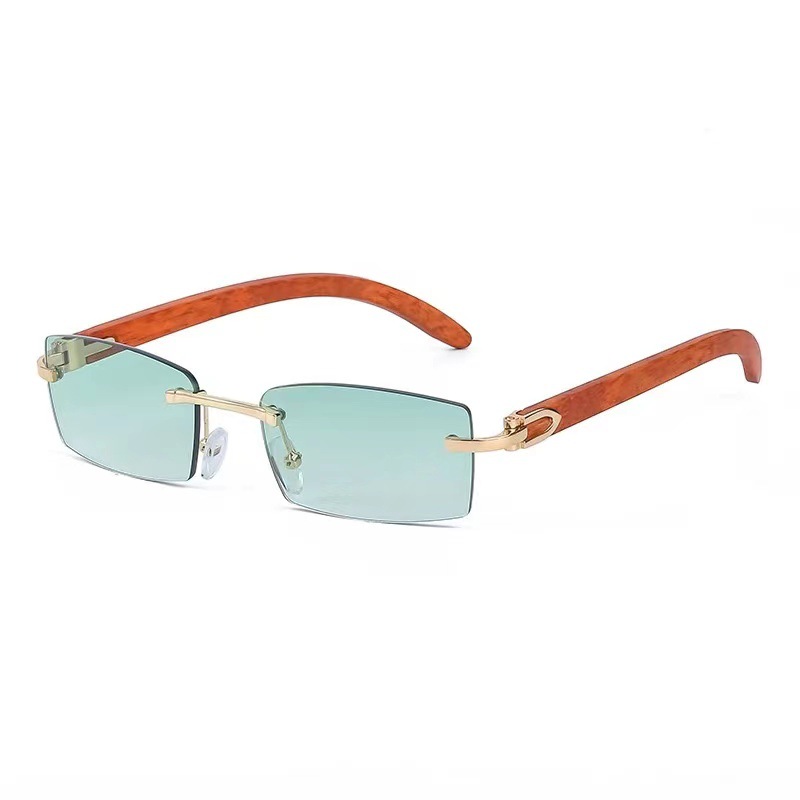 Punk Rimless Rectangle Sunglasses Vintage Small Frame Sun Glasses