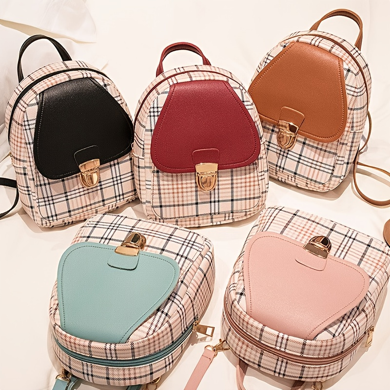 Classic Colorblock Mini Backpack, Cute Faux Leather Backpack, Women's Daily Backpack For Hanging Out & Work (8.26*6.3*2.36)inch