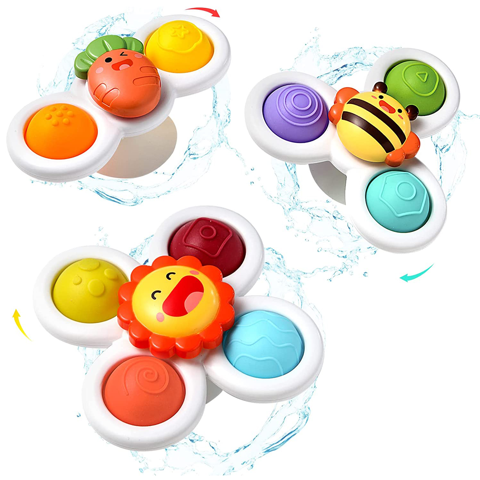 3PCS Suction Cup Spinner Toys for 1 2 Year Old Boys Spinning Toys 12-18  Months Sensory Toys for Toddlers 1-3 First Birthday Baby Gifts for Girls
