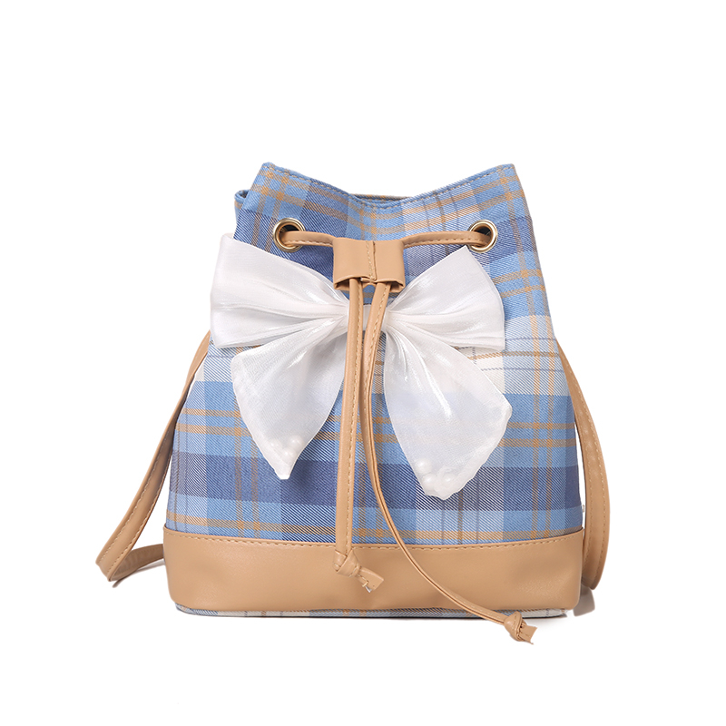 Mini Bucket Bag Geometric Pattern Drawstring Design With Bag Charm