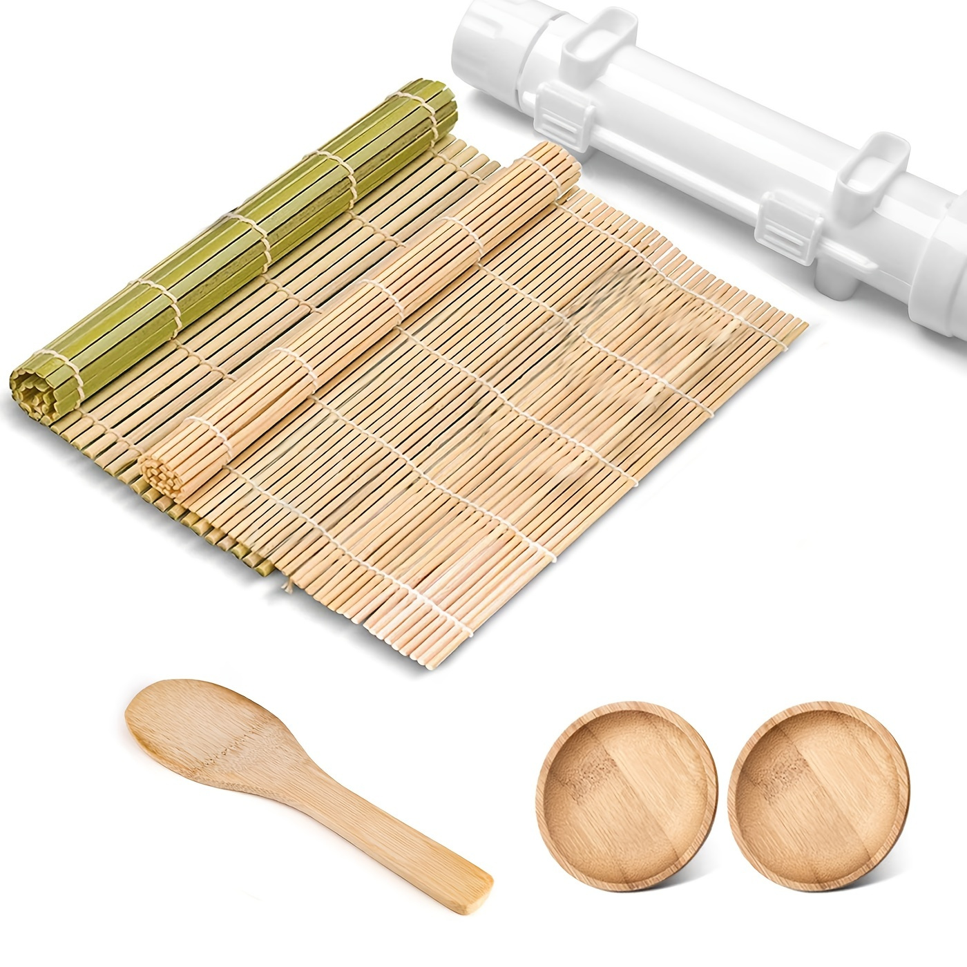 Bamboo Sushi-Making-Kit for Beginners,23PCS Sushi-Kit, Bazooka Sushi Roller  with Sushi Mat, Sushi Knife, Tweezers, Chopsticks and Holder, Mold