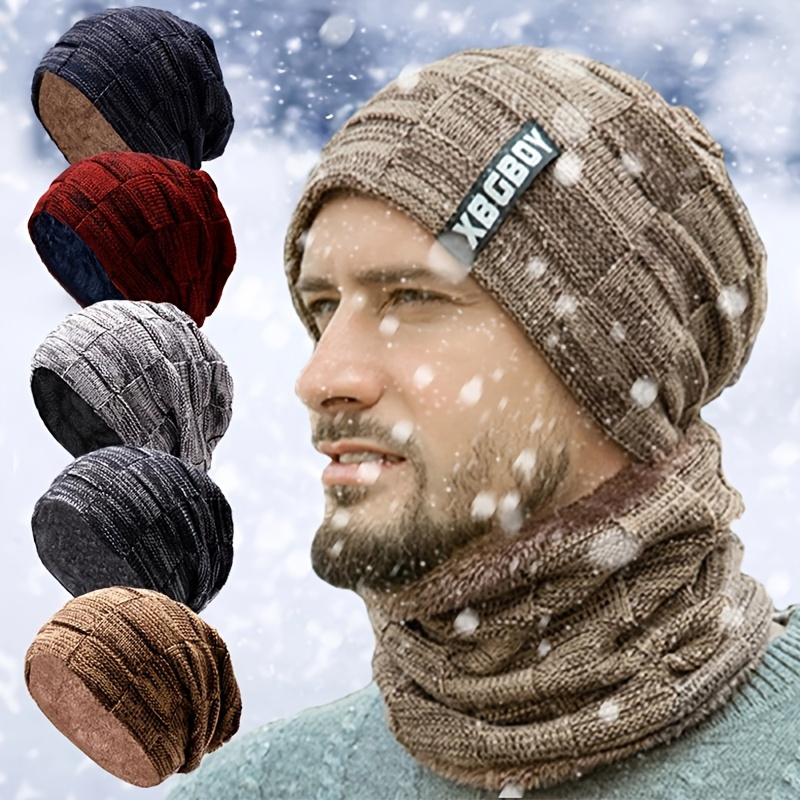 1pc Bufanda larga de moda para hombres, bufanda de punto a prueba de viento  de color sólido para mantenerse caliente en otoño e invierno, elección ide